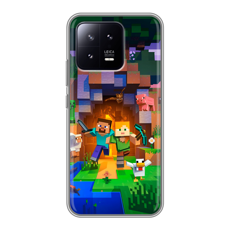 Силиконовый чехол на Xiaomi 13 с принтом Майнкрафт Minecraft Силиконовый чехол на Xiaomi 13 с принтом Майнкрафт Minecraft
