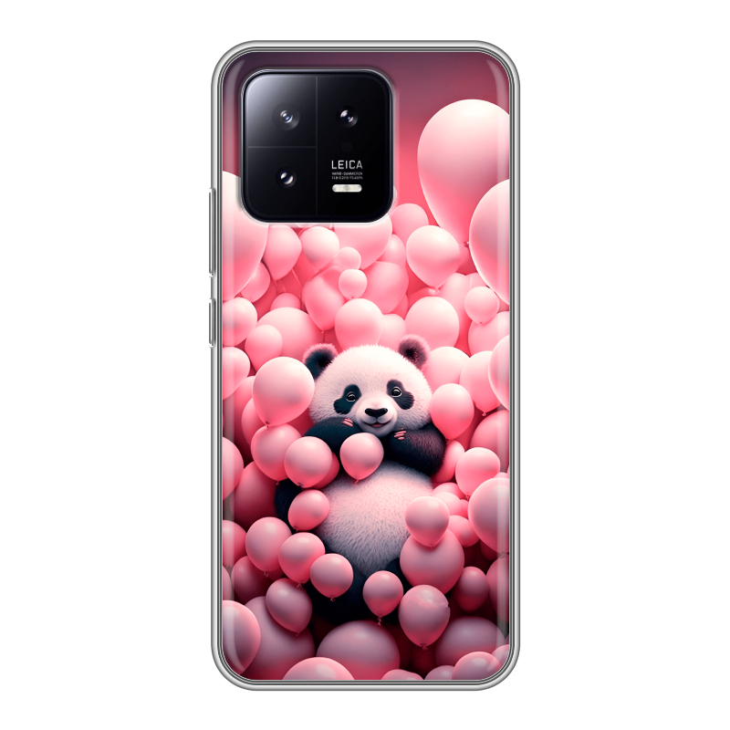 Силиконовый противоударный чехол на Xiaomi 13 с принтом Панда Силиконовый противоударный чехол на Xiaomi 13 с принтом Панда