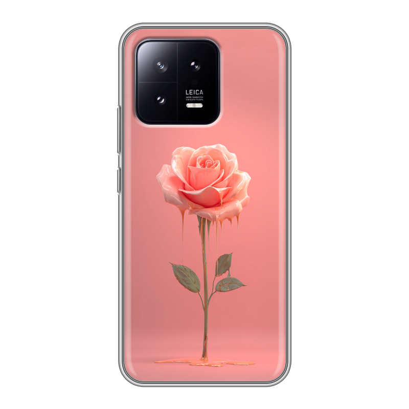 Силиконовый противоударный чехол на Xiaomi 13 с принтом Розовая роза Силиконовый противоударный чехол на Xiaomi 13 с принтом Розовая роза