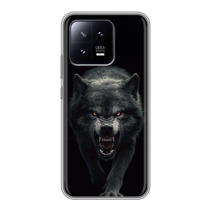 Силиконовый противоударный чехол на Xiaomi 13 с принтом Волк Силиконовый противоударный чехол на Xiaomi 13 с принтом Волк