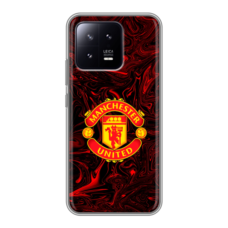 Силиконовый противоударный чехол на Xiaomi 13 с принтом Manchester United Силиконовый противоударный чехол на Xiaomi 13 с принтом Manchester United
