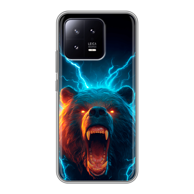 Силиконовый противоударный чехол на Xiaomi 13 с принтом Медведь Силиконовый противоударный чехол на Xiaomi 13 с принтом Медведь