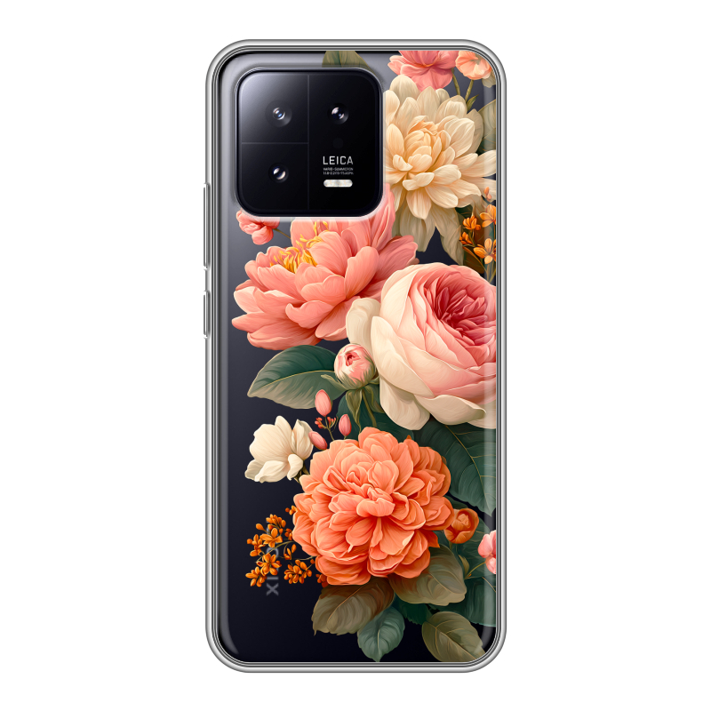 Силиконовый чехол на Xiaomi 13 с принтом цветы Силиконовый чехол на Xiaomi 13 с принтом цветы