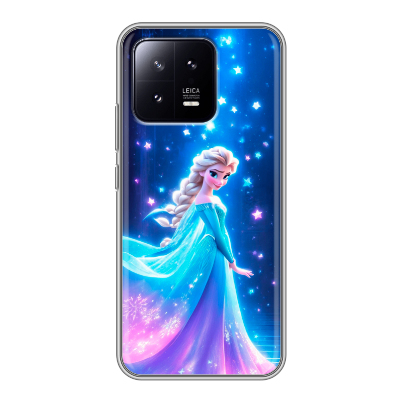 Силиконовый противоударный чехол на Xiaomi 13 с принтом Холодное сердце Frozen Силиконовый противоударный чехол на Xiaomi 13 с принтом Холодное сердце Frozen