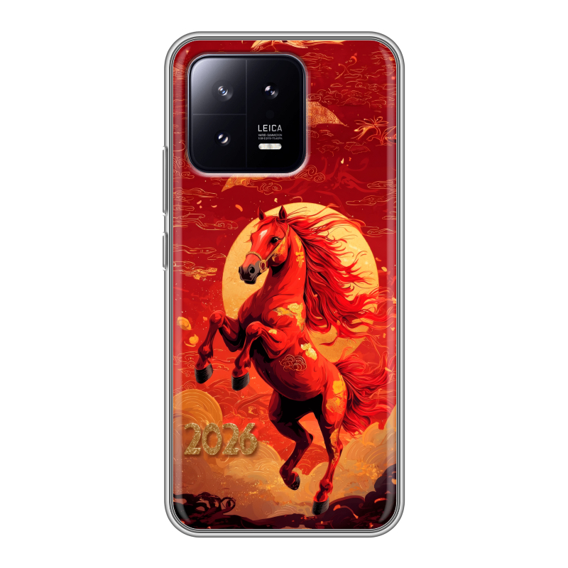 Силиконовый противоударный чехол на Xiaomi 13 с принтом Новый год Силиконовый противоударный чехол на Xiaomi 13 с принтом Новый год