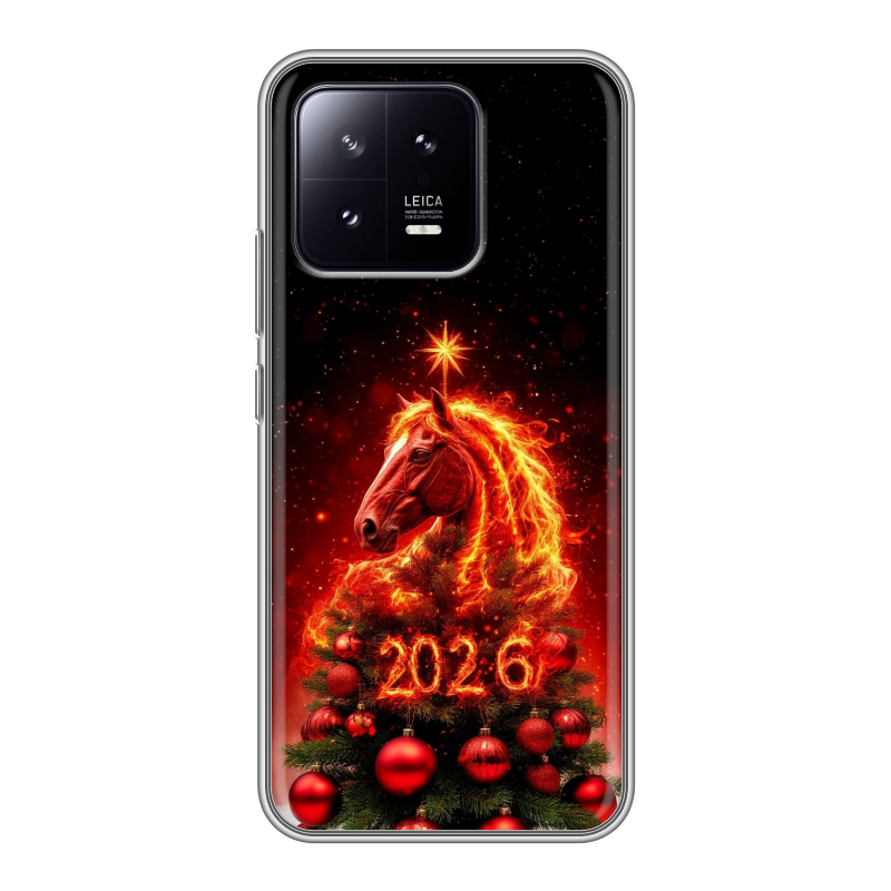 Силиконовый противоударный чехол на Xiaomi 13 с принтом Новый год Силиконовый противоударный чехол на Xiaomi 13 с принтом Новый год