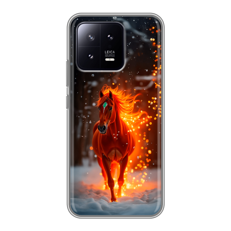 Силиконовый противоударный чехол на Xiaomi 13 с принтом Новый год Силиконовый противоударный чехол на Xiaomi 13 с принтом Новый год