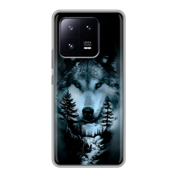 Силиконовый чехол на Xiaomi 13 Pro с принтом Лесной волк