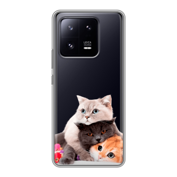 Силиконовый чехол на Xiaomi 13 Pro с принтом Кошки