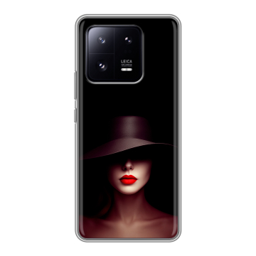 Силиконовый чехол на Xiaomi 13 Pro с принтом Девушка в шляпе Силиконовый чехол на Xiaomi 13 Pro с принтом Девушка в шляпе