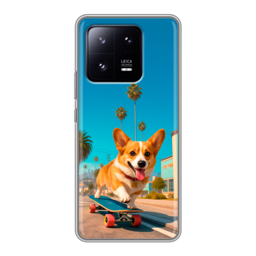 Силиконовый чехол на Xiaomi 13 Pro с принтом Корги на скейте Силиконовый чехол на Xiaomi 13 Pro с принтом Корги на скейте