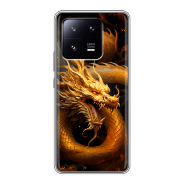 Силиконовый чехол на Xiaomi 13 Pro с принтом Золотой дракон