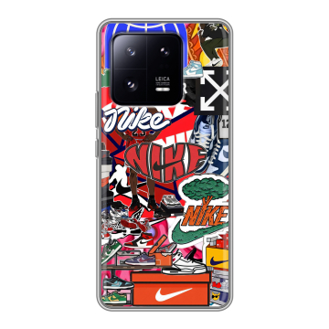 Силиконовый чехол на Xiaomi 13 Pro с принтом Найк Nike яркий