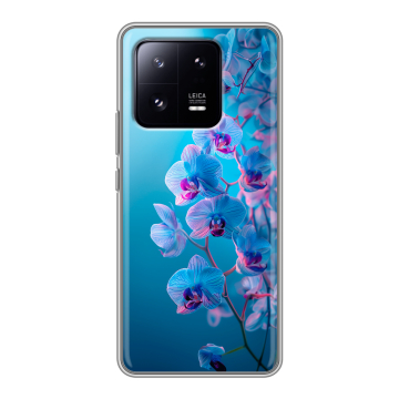 Силиконовый чехол на Xiaomi 13 Pro с принтом голубые орхидеи
