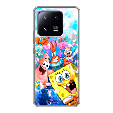 Силиконовый чехол на Xiaomi 13 Pro с принтом спанчбоб спанч боб