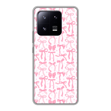 Силиконовый чехол на Xiaomi 13 Pro с принтом Розовые бантики Силиконовый чехол на Xiaomi 13 Pro с принтом Розовые бантики