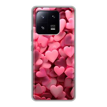 Силиконовый чехол на Xiaomi 13 Pro с принтом розовые сердечки Силиконовый чехол на Xiaomi 13 Pro с принтом розовые сердечки