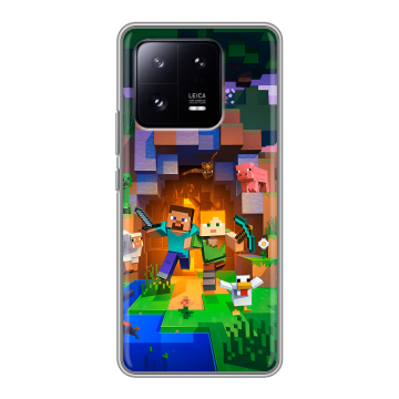 Силиконовый чехол на Xiaomi 13 Pro с принтом Майнкрафт Minecraft