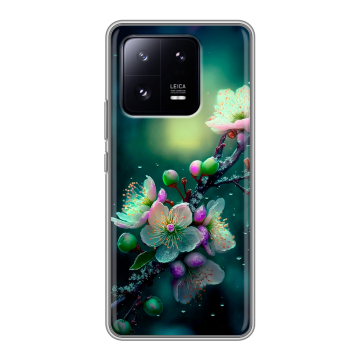 Силиконовый чехол на Xiaomi 13 Pro с принтом Цветы и мрамор Силиконовый чехол на Xiaomi 13 Pro с принтом Цветы и мрамор