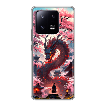 Силиконовый чехол на Xiaomi 13 Pro с принтом Дракон Японский Силиконовый чехол на Xiaomi 13 Pro с принтом Дракон Японский