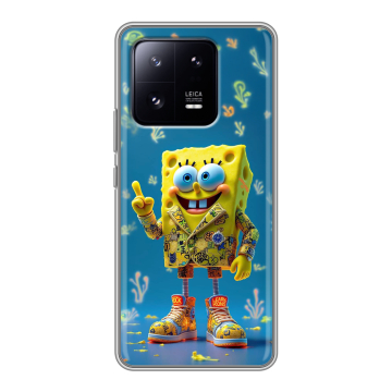 Силиконовый чехол на Xiaomi 13 Pro с принтом Спанч боб Спанчбоб