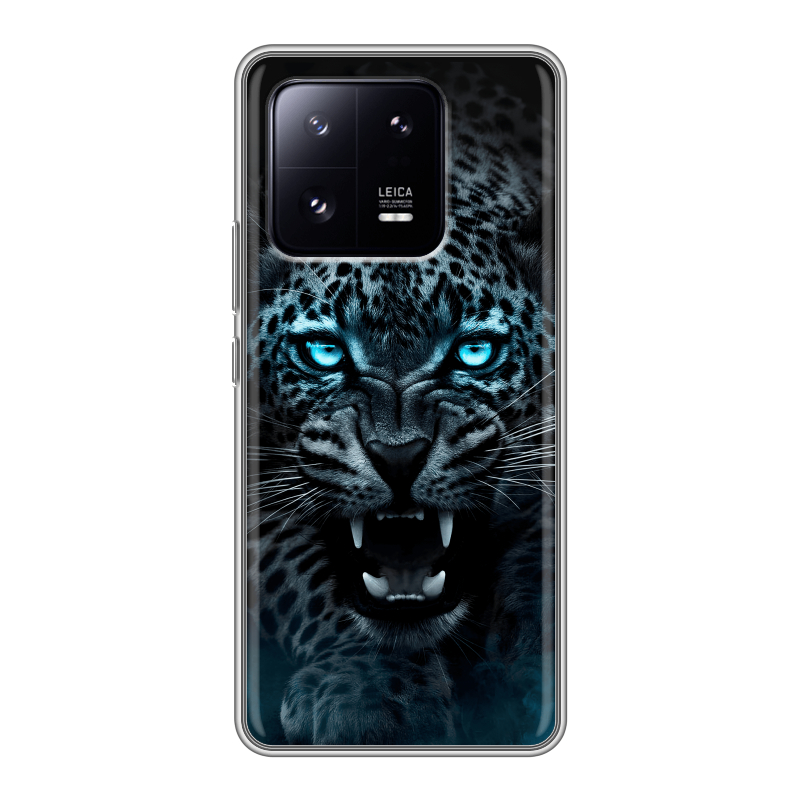 Силиконовый чехол на Xiaomi 13 Pro с принтом Темный леопард Силиконовый чехол на Xiaomi 13 Pro с принтом Темный леопард