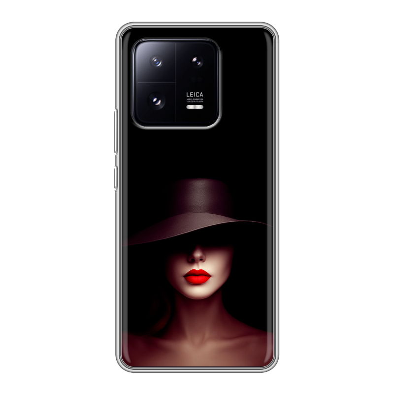 Силиконовый чехол на Xiaomi 13 Pro с принтом Девушка в шляпе Силиконовый чехол на Xiaomi 13 Pro с принтом Девушка в шляпе