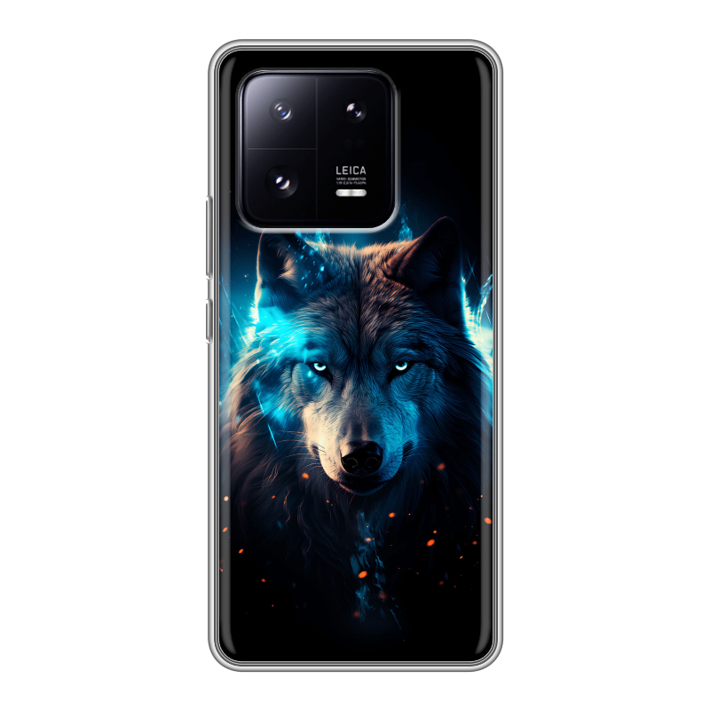 Силиконовый чехол на Xiaomi 13 Pro с принтом Волк ночной Силиконовый чехол на Xiaomi 13 Pro с принтом Волк ночной