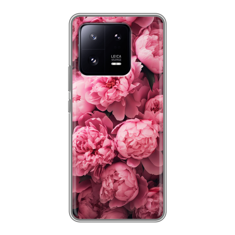 Силиконовый чехол на Xiaomi 13 Pro с принтом цветы пионы Силиконовый чехол на Xiaomi 13 Pro с принтом цветы пионы