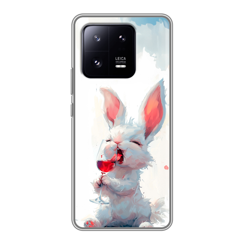 Силиконовый противоударный чехол на Xiaomi 13 Pro с принтом кролик зайчик Силиконовый противоударный чехол на Xiaomi 13 Pro с принтом кролик зайчик