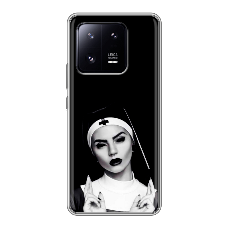Силиконовый чехол на Xiaomi 13 Pro с принтом монашка Силиконовый чехол на Xiaomi 13 Pro с принтом монашка