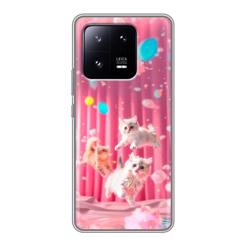 Силиконовый противоударный чехол на Xiaomi 13 Pro с принтом милые котики Силиконовый противоударный чехол на Xiaomi 13 Pro с принтом милые котики