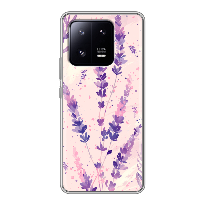 Силиконовый чехол на Xiaomi 13 Pro с принтом цветы лаванда Силиконовый чехол на Xiaomi 13 Pro с принтом цветы лаванда