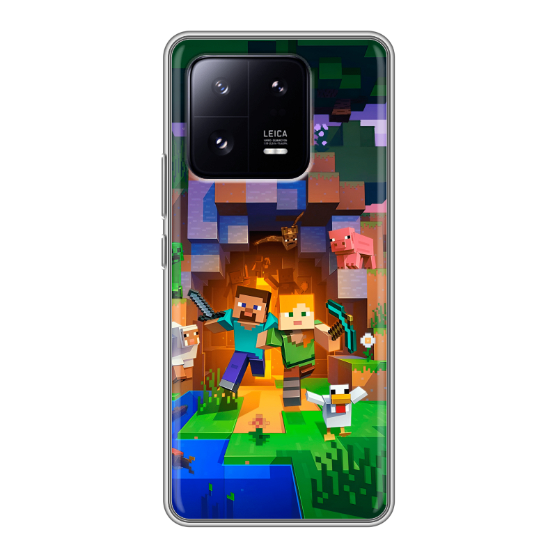 Силиконовый противоударный чехол на Xiaomi 13 Pro с принтом Майнкрафт Minecraft Силиконовый противоударный чехол на Xiaomi 13 Pro с принтом Майнкрафт Minecraft