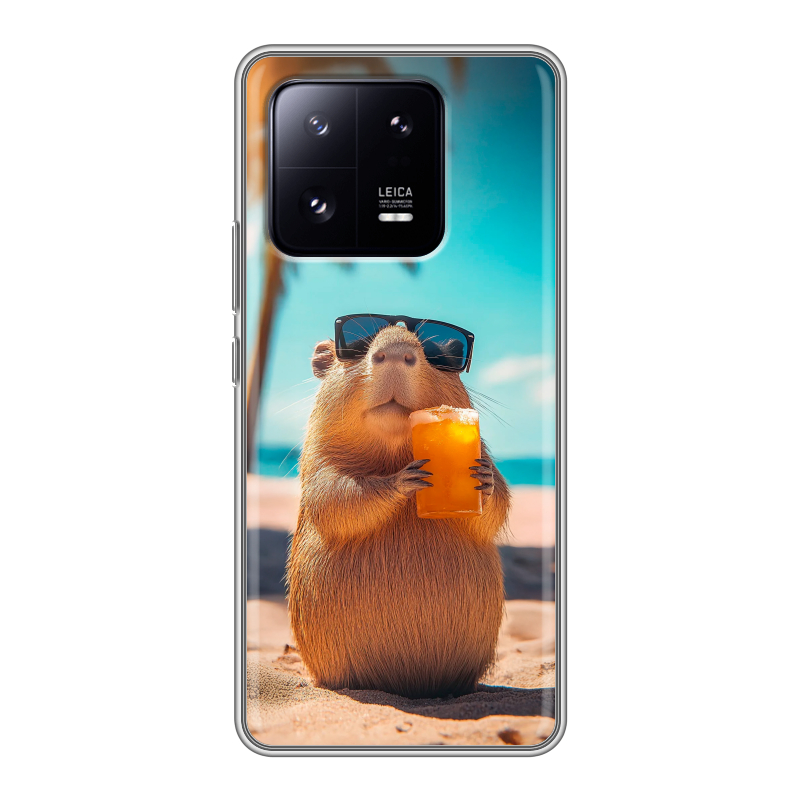 Силиконовый чехол на Xiaomi 13 Pro с принтом Капибара Силиконовый чехол на Xiaomi 13 Pro с принтом Капибара