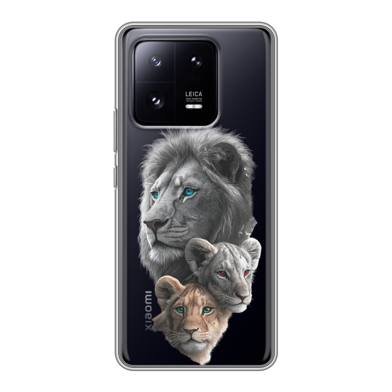 Силиконовый противоударный чехол на Xiaomi 13 Pro с принтом Львы Силиконовый противоударный чехол на Xiaomi 13 Pro с принтом Львы