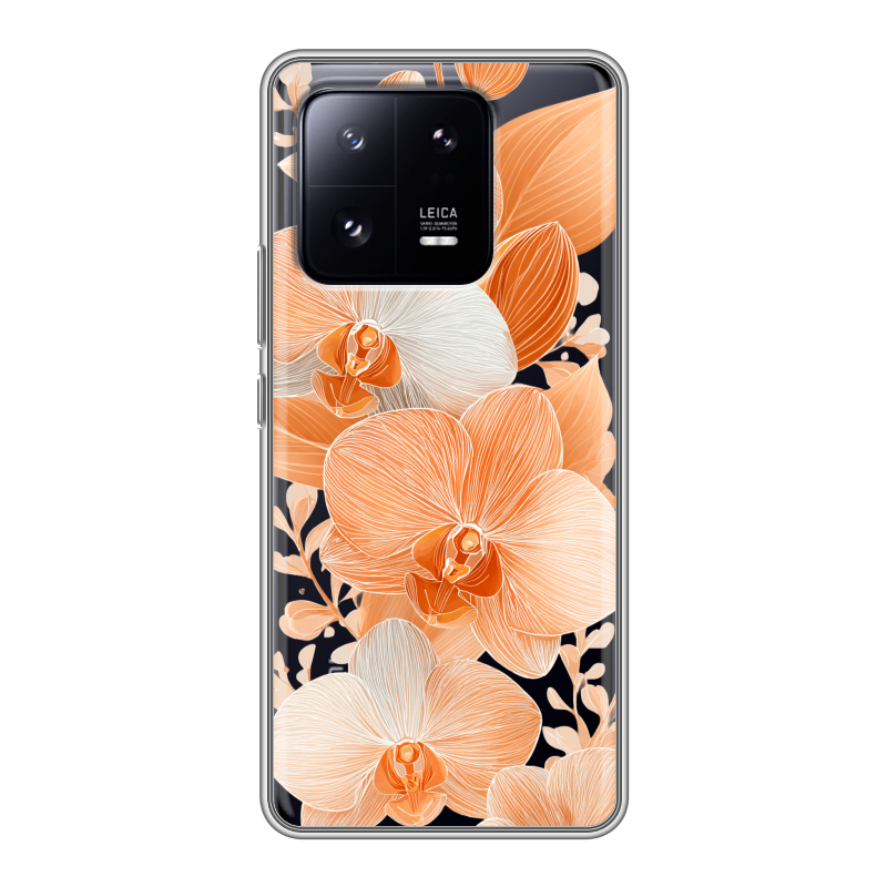 Силиконовый чехол на Xiaomi 13 Pro с принтом Бежевые цветы Силиконовый чехол на Xiaomi 13 Pro с принтом Бежевые цветы