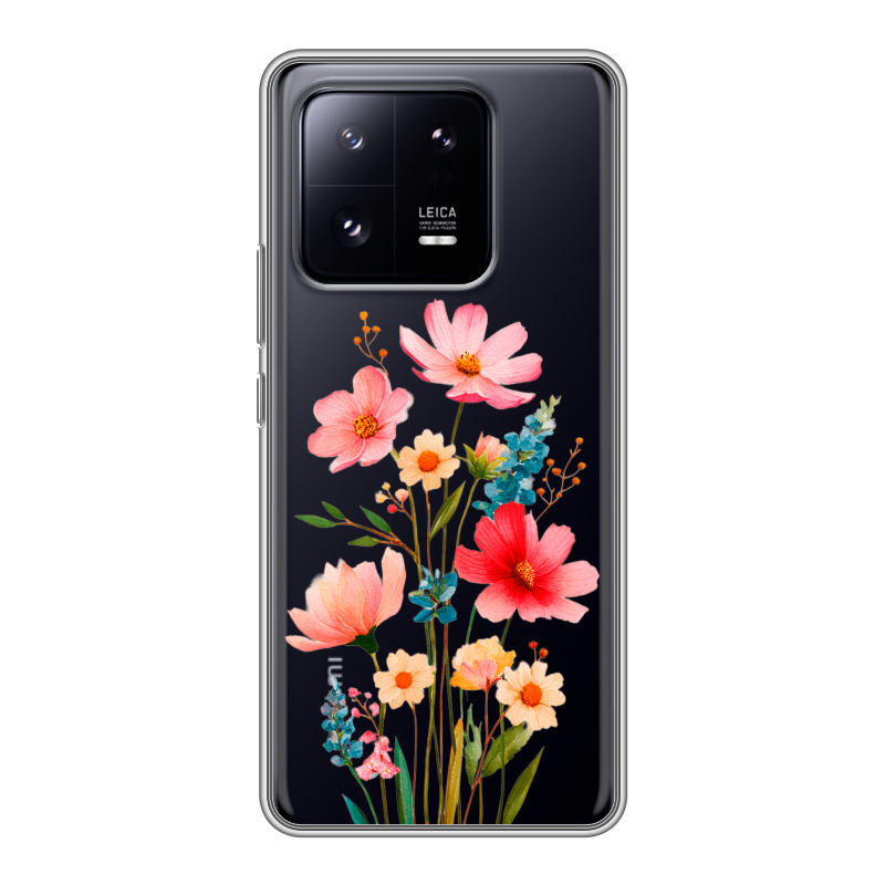 Силиконовый чехол на Xiaomi 13 Pro с принтом Цветы Силиконовый чехол на Xiaomi 13 Pro с принтом Цветы