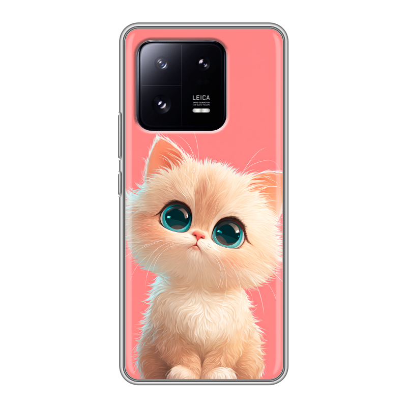 Силиконовый чехол на Xiaomi 13 Pro с принтом Розовый котенок Силиконовый чехол на Xiaomi 13 Pro с принтом Розовый котенок