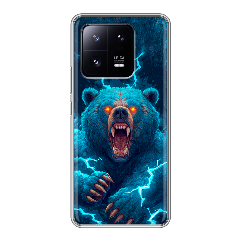 Силиконовый противоударный чехол на Xiaomi 13 Pro с принтом Медведь Силиконовый противоударный чехол на Xiaomi 13 Pro с принтом Медведь