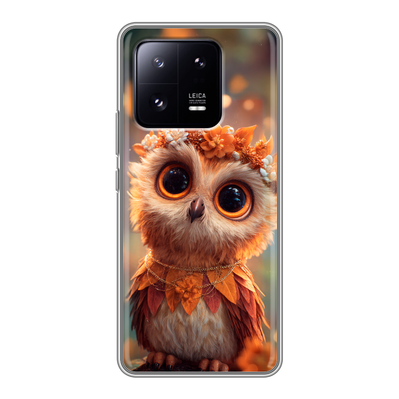 Силиконовый противоударный чехол на Xiaomi 13 Pro с принтом Милая сова Силиконовый противоударный чехол на Xiaomi 13 Pro с принтом Милая сова