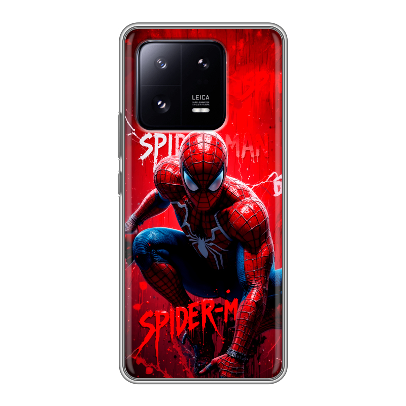 Силиконовый противоударный чехол на Xiaomi 13 Pro с принтом Spiderman Человек паук Силиконовый противоударный чехол на Xiaomi 13 Pro с принтом Spiderman Человек паук