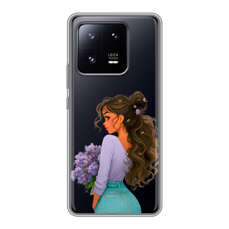 Силиконовый чехол на Xiaomi 13 Pro с принтом девушка цветы Силиконовый чехол на Xiaomi 13 Pro с принтом девушка цветы
