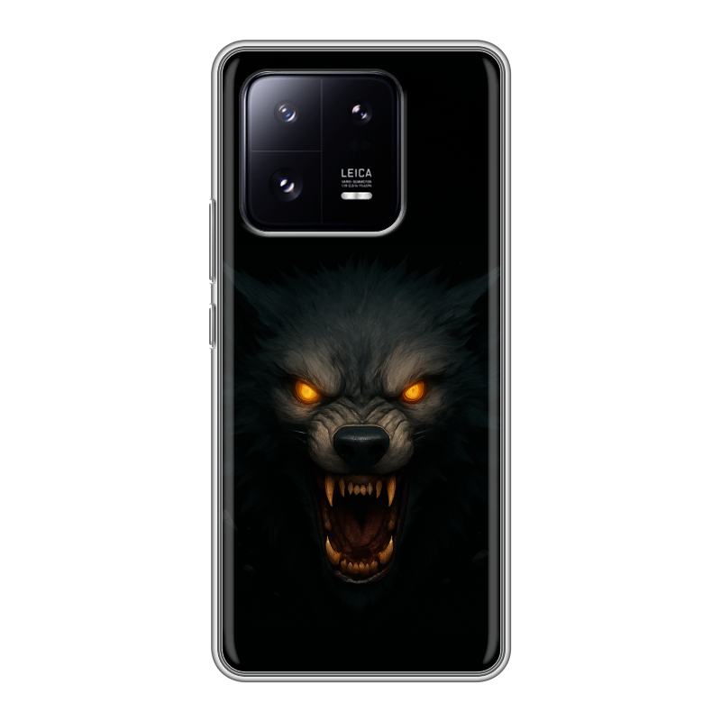 Силиконовый противоударный чехол на Xiaomi 13 Pro с принтом Волк Силиконовый противоударный чехол на Xiaomi 13 Pro с принтом Волк