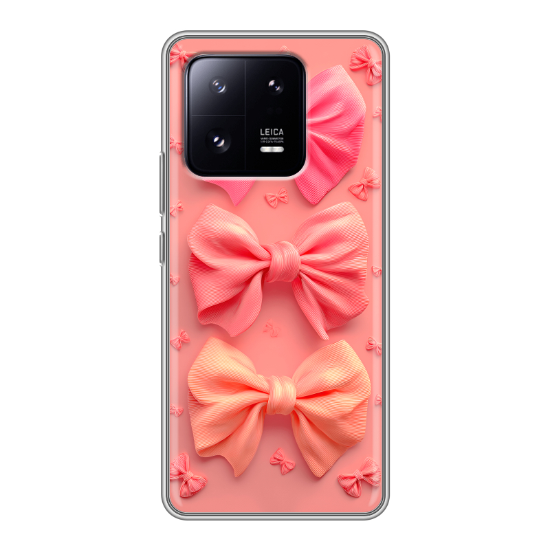 Силиконовый чехол на Xiaomi 13 Pro с принтом Розовые бантики Силиконовый чехол на Xiaomi 13 Pro с принтом Розовые бантики