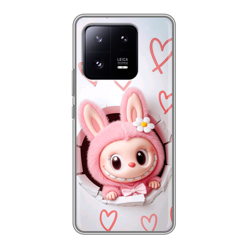 Силиконовый противоударный чехол на Xiaomi 13 Pro с принтом Labubu Лабубу Силиконовый противоударный чехол на Xiaomi 13 Pro с принтом Labubu Лабубу