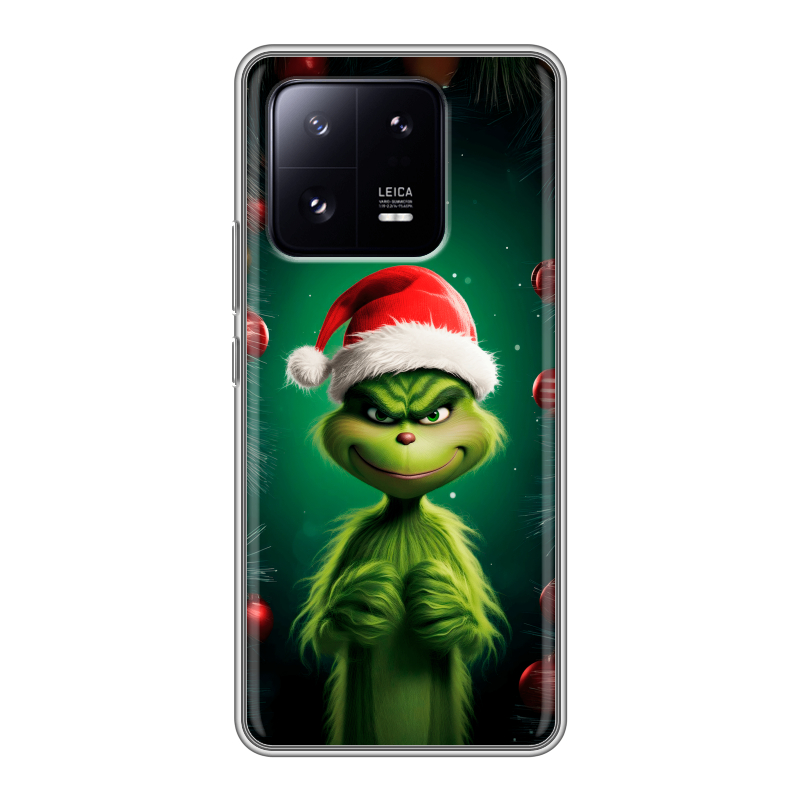 Силиконовый противоударный чехол на Xiaomi 13 Pro с принтом Гринч Новый год Рождество Силиконовый противоударный чехол на Xiaomi 13 Pro с принтом Гринч Новый год Рождество