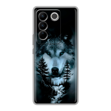Силиконовый чехол на Vivo V27 с принтом Лесной волк Силиконовый чехол на Vivo V27 с принтом Лесной волк