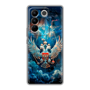 Силиконовый чехол на Vivo V27 с принтом Герб флаг России Силиконовый чехол на Vivo V27 с принтом Герб флаг России