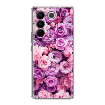 Силиконовый чехол на Vivo V27 с принтом лавандовые розы
